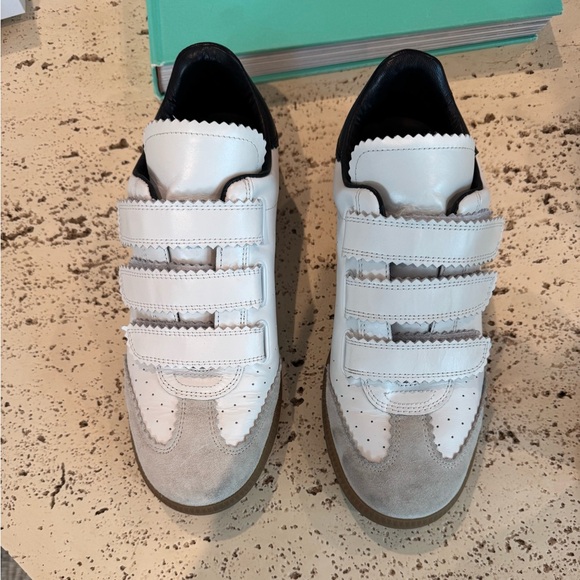 Isabel Marant White and Black Sneakers with Velcro Straps - Picture 5 of 8